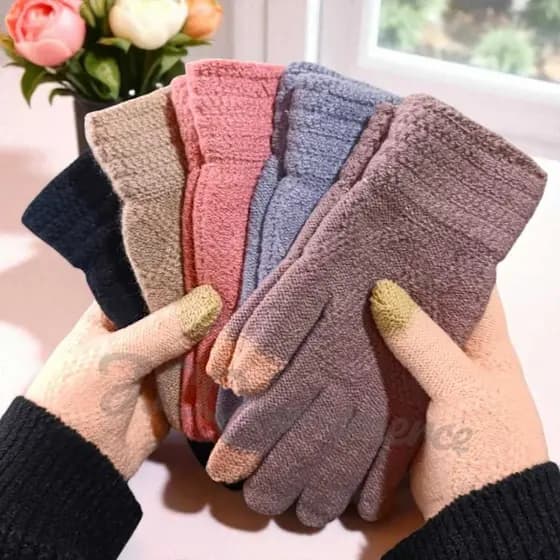 Luva feminina de lã Luva para inverno Luva Touch Screen Luva térmica
