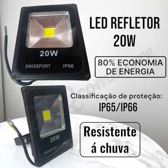 Refletor LED 20w luz branco frio refletor á prova d'água refletor para iluminação jardim