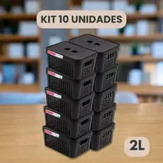 Kit 10 Cestos Organizadores c/Tampa Rattan 2 litros Multiuso Ideal para armário e gavetas LP HOUSE
