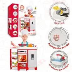 Cozinha Grande Infantil Completa Master Chef com Acessórios + Avental Personalizado - Samba Toys