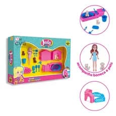 Coleção Judy Pets Cachorro e Gato com Boneca e Acessórios Brinquedo Infantil Samba Toys