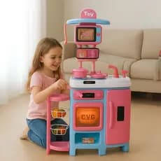 Cozinha Infantil Completa com Geladeira Forno Fogão Micro-ondas Torneira que Sai Água de Verdade 571
