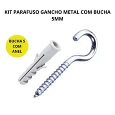 Kit Parafuso Gancho para Parede com bucha 5 mm Pendurar Vaso Varal - 100 Peças