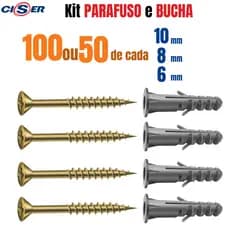 Kit Parafuso e Bucha 10mm - 8mm - 6mm