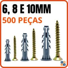 Kit Buchas 6 8 e 10mm com Parafusos Philips Bucha com Anel