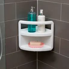 Porta Shampoo De Canto Plástico Com Saboneteira Suporte Organizador Para Banheiro