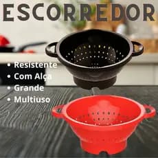 Escorredor de macarrão com Alça Vermelho Uninjet 26cm La Resistente e Praticidade