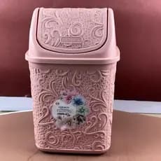 Cesto de Pia Lixeira Com Pedal Rosa 4,5 Litros Basculante Lixeira Renda Floral Rosa Uninjet