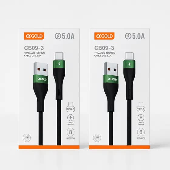 Kit 2 Cabos USB Tipo C 5.0A Turbo Carregamento Rápido Reforçado Android Premium Original