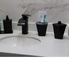 Kit Banheiro Completo Porta Escova Porta Sabonete Porta Algodão Organizador Moderno