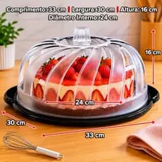 Porta Bolo Com Tampa Transparente Boleira Redonda Multiuso Premium Para Bolos Tortas Doces Mesa Posta Cozinha