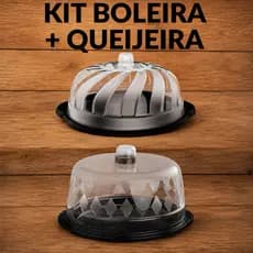 KIT BOLEIRA + QUEIJEIRA COM TAMPA TRANSPARENTE PORTA BOLO PORTA QUEIJO PREMIUM