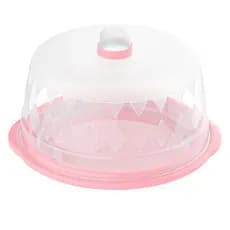 Queijeira Com Prato Rosa e Tampa Transparente Porta Queijo Uninjet