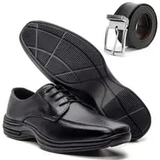 Sapato Social Masculino Confort Oxford Moderno Clássico + Cinto Dupla Face