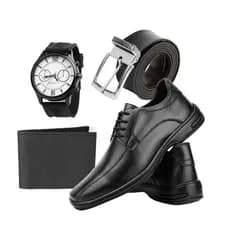 Kit Sapato Social De Amarrar Confort  Classico  com relogio  + cinto + carteira