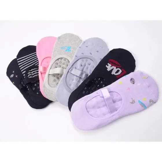Meia Sapatilha Yoga Kit 1 ao 4  Pares Pilates Cores Sortidas Algodão nice cotton cores escuro 34 a 39