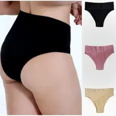 Kit 2/3 Calcinha Microfibra canelada sem costura Tanga 9 cm