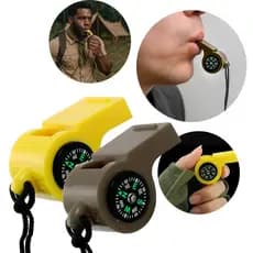 Kit 2 Apito de Emergência com Bússola e Cordão Ideal para Camping Pesca e Aventuras ao Ar Livre