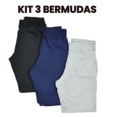 KIT 3 Bermudas Menino Infantil Juvenil Masculina em Moletinho