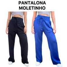 Calça Pantalona Feminina Cintura Alta  Moletinho