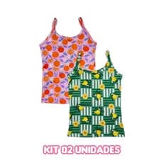 Kit 2 blusas Feminina regata de alça fina Estampadas Infantil Juvenil Meninas