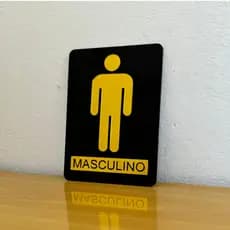 1 Placa Acrílico Espelhado para Porta de Banheiro Masculino