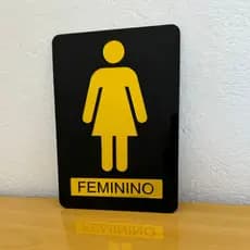 1 Placa Acrílico Espelhado para Porta de Banheiro Feminino