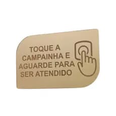 Placa de Sinalização "Toque a campainha" Feita em Acrílico Espelhado