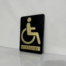 1 Placa Acrílico Espelhado para Porta de Banheiro Acessível PCD