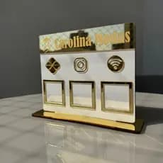 Placa de Pix Instagram e Wif-fi, Display para Mesa/Balcão QRCode Com Logos Personalizadas
