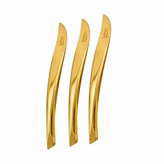 Kit 3 Pinças Solingen Profissional Chanfrada Folha Designer Sobrancelhas