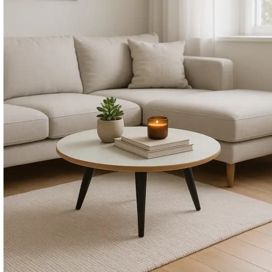 Mesa Mesinha de Centro Moderna Minimalista Retrô Redonda Pés em Plástico 27cm ou 45cm Várias Cores PROMOÇÃO