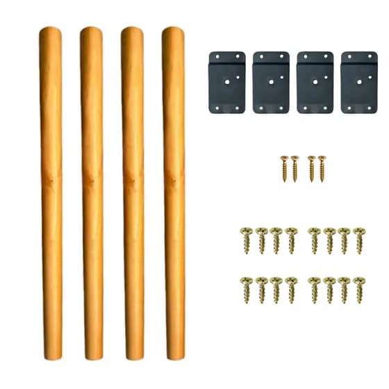 Kit Conjunto 4 Pés Palito Retro Cônico 60cm 45cm 30cm 75cm Madeira Com Kit Instalação Chapinha e Parafusos