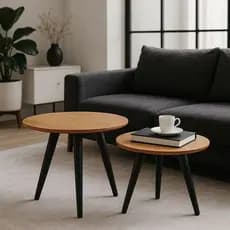 2 Mesas Mesinhas Centro e Lateral 45cm e 27cm Pés Plásticos Antiderrapantes Para Sala Recepção Quarto Hall Promoção