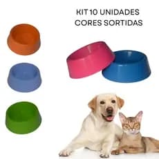 Kit 10 Comedouro ou Bebedouro para Pet Cachorro Gato 900ml Grande Ração ou Água Cores Variadas