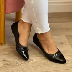 Sapatilha Feminina Flexível Confortável Clássica Enfeite Bicolor
