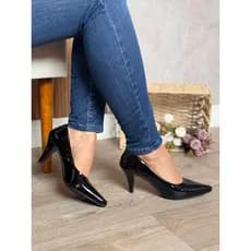 Scarpin Feminino Verniz Salto Baixo Fino Confortável