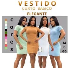 Vestido Curto  Femininos Manga Curta