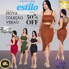 Conjunto Feminino em Malha Top Cropped  + Saia