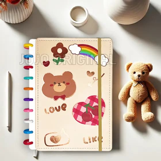 Caderno inteligente personalizado de capa dura super fofo + divisórias