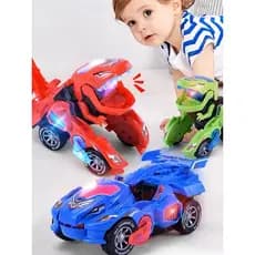 Carrinho de brinquedo eletrônico infantil，em forma de dinossauro Transformers Vira Robô Luz Som