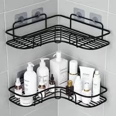 Kit 2 Prateleiras Suporte Com Alto Adesivos Para Parede Banheiro Cozinha Lavanderia Shampoo