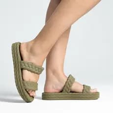 Papete Sandália Flatform Chinelo Entrega Imediata Tiras Tranças Anabela