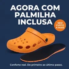 Babuche Unissex com Palmilha Inclusa PVC Micro Expandido Antiderrapante Confortável Trabalho Escola