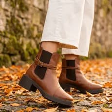 Bota Chelsea Feminina Cano Curto Fivela Removível Salto Bloco Ankle Boot Coturno Botinha