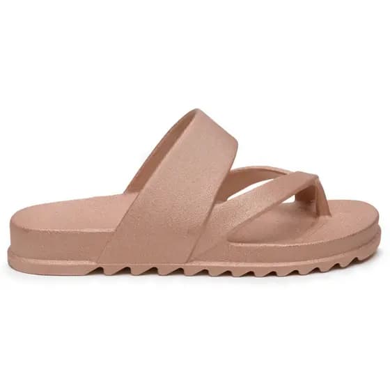 Sandália Papete Chinelo Feminina Birken Glow Brilho Dourado Prata Antiderrapante Conforto