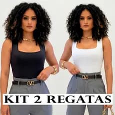 kit 2 Blusa Regata Feminina Quadrado Básica Feminina Moda Blusinha