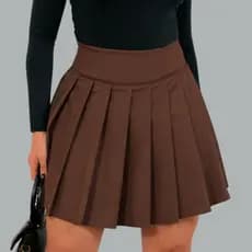 Short Saia feminina Plissada Rodada com Forro
