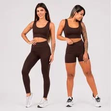 Kit 3 Peças Academia Fitness com Calça Legging, Top e Short Zero Transparencia