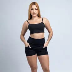 Conjunto Poli Short e Top com Entrada para Bojo Fitness Academia em tecido Premium